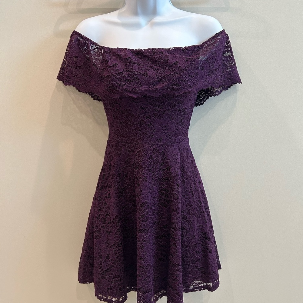 Charlotte Russe Purple Lace Prom Dress Size XS